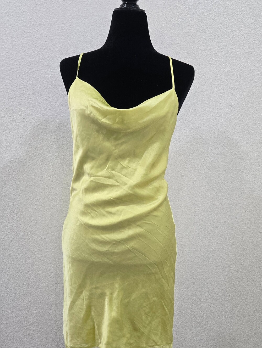 Generation Love Lemon Yellow Satin Slip Dress with Spaghetti Straps